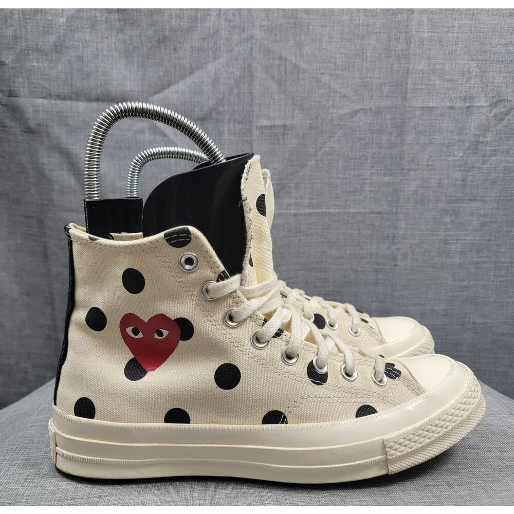 Converse Comme des Garcons PLAY Chuck 70 High Top Polka Dot Cream Wo's 9 Mens 7